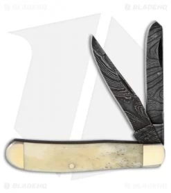 Bear & Son Damascus Mini Trapper White Bone Pocket Knife (2.75" Damascus) WSB07D