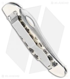 Bear & Son Cowhand Smooth White Branded Bone Folding Knife (2.875" Satin) -Knives Shop Bear and Son Cowhand Smooth White Branded Bone Folding Satin WBJB149L BHQ 94463 jr side