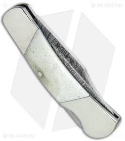 Bear & Son Cutlery Executive Lockback Knife Smooth Bone (2.25" Damascus) -Knives Shop Bear and Son Cutlery Executive LB Mastodon Ivory Damascus WSB26D BHQ 39461 jr side