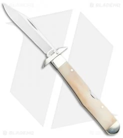 Bear & Son Swing Guard 4.375" Lockback Knife White Smooth Bone WSB11
