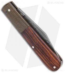 Boker Barlow Integral Slip Joint Leopard Damascus Knife Desert Ironwood (3.25") -Knives Shop Boker Barlow Integral Pocket Knife Desert Ironwood Leapord Damascus 100501DAM BHQ 120615 jr side