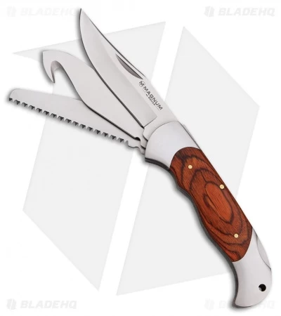 Boker Magnum Classic Hunter Folding Knife Pakkawood (3.5" Satin) 01MB136 3 Boker Magnum Classic Hunter Folding Knife Pakkawood (3.5" Satin) 01MB136