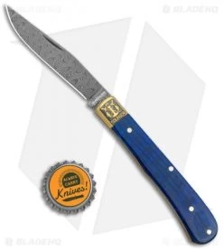 Boker Uno Trapper 2021 Annual Collector Knife Blue Curly Maple (3" Damascus) -Knives Shop Boker Uno Trapper 2021 Annual Damascus Collectors Knife Blue Curly Maple BHQ 121069 jr bottlecap
