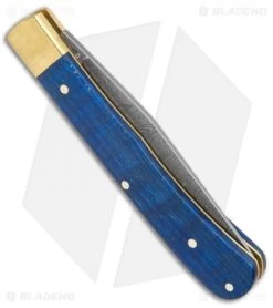 Boker Uno Trapper 2021 Annual Collector Knife Blue Curly Maple (3" Damascus) -Knives Shop Boker Uno Trapper 2021 Annual Damascus Collectors Knife Blue Curly Maple BHQ 121069 jr side