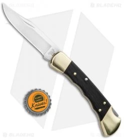 Buck Knives Buck 110 Folding Hunter Lockback Knife Ebony (3.75" Satin) 0110BRSFG -Knives Shop Buck Folding Hunter Macassar BHQ 41172 jr bottlecap