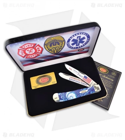 Case American Hero Trapper Pocket Knife 4.125" Blue Corelon (9254 SS) 3 Case American Hero Trapper Pocket Knife 4.125" Blue Corelon (9254 SS)