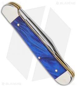 Case Copperhead Pocket Knife 3.875" Blue Pearl Kirinite 23441 -Knives Shop Case Copperhead Pocket Knife Blue Pearl Kirinite SS BHQ 121934 jr side
