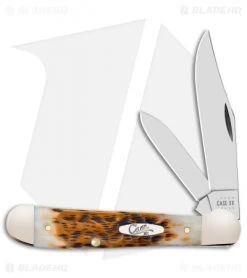 Case Copperhead Pocket Knife 3.875" Peach Seed Jig Amber Bone 30091