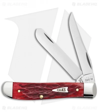 Case Cutlery Mini Trapper Pocket Knife 3.5" Dark Red Bone 3 Case Cutlery Mini Trapper Pocket Knife 3.5" Dark Red Bone