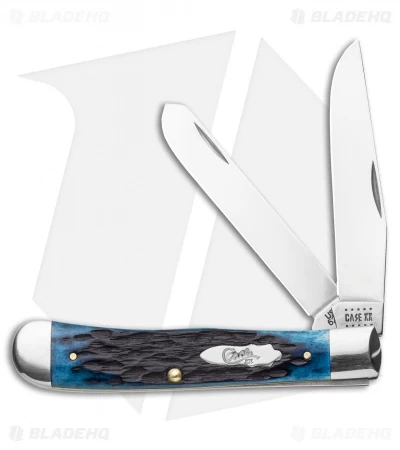 Case Cutlery Trapper Peach Seed Jigged Denim Blue Bone (6254 SS) 3 Case Cutlery Trapper Peach Seed Jigged Denim Blue Bone (6254 SS)