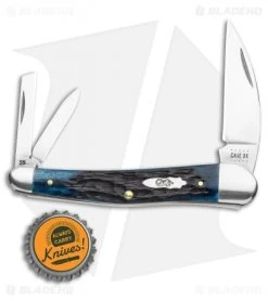 Case Seahorse Whittler Pocket Knife 4" Denim Blue Peach Seed Bone (6355WH SS) -Knives Shop Case Cutlery Blue Denim Bone Peach Seed Jig CA10882 BHQ 117580 LS Bottlecap