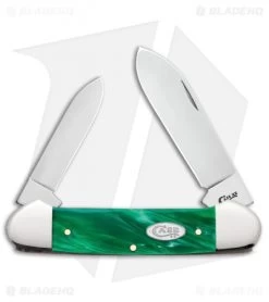 Case Cutlery Canoe Pocket Knife 3.6" Christmas Green Kirinite