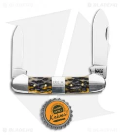 Case Knives Canoe Pocket Knife 3.6" Olive Jigged Bone Standard Jig (62131 SS) -Knives Shop Case Cutlery Canoe Olive Bone 21514 BHQ 115046 LS Bottlecap