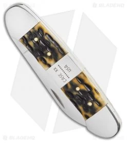 Case Knives Canoe Pocket Knife 3.6" Olive Jigged Bone Standard Jig (62131 SS) -Knives Shop Case Cutlery Canoe Olive Bone 21514 BHQ 115046 LS Spine