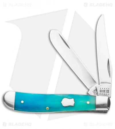 Case Cutlery Mini Trapper 3.50" Caribbean Blue Bone (73032 SS) 3 Case Cutlery Mini Trapper 3.50" Caribbean Blue Bone (73032 SS)