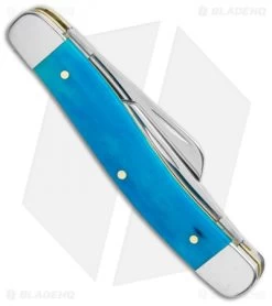 Case Medium Stockman Pocket Knife 3.625" Caribbean Blue Bone (6318 SS) -Knives Shop Case Cutlery Caribbean Blue Bone Smooth Med 50663 BHQ 116897 LS Side