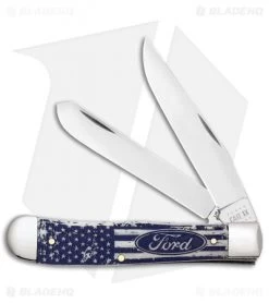 Case Cutlery Ford And U.S. Flag Trapper Knife 4.125" Natural Bone (6254 SS)