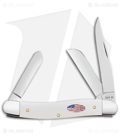 Case Cutlery Medium Stockman Pocket Knife 2.5" U.S. Flag White Synthetic 3 Case Cutlery Medium Stockman Pocket Knife 2.5" U.S. Flag White Synthetic
