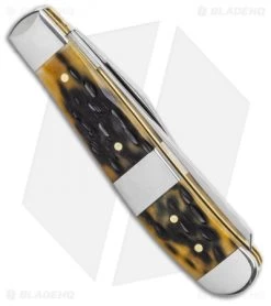 Case Mini Trapper Pocket Knife 3.5" Jigged Olive Bone (6207 SS) -Knives Shop Case Cutlery Mini Trapper Olive Bone 21513 BHQ 115045 LS Side