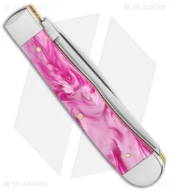 Case Cutlery Trapper Pocket Knife 4.125" Pink Pearl Kirinite (10254SS) 8 Case Cutlery Trapper Pocket Knife 4.125" Pink Pearl Kirinite (10254SS) -Knives Shop Case Cutlery Pink Pearl Kirinite Smooth Tra BHQ 116166 LS Side