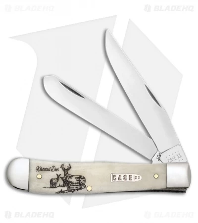 Case Cutlery Sportsman Series Trapper White Tail Deer Embellished Bone (6254 SS) 3 Case Cutlery Sportsman Series Trapper White Tail Deer Embellished Bone (6254 SS)