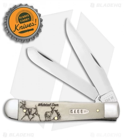 Case Cutlery Sportsman Series Trapper Whitetail Deer Embellished Bone (6254 SS) 4 Case Cutlery Sportsman Series Trapper Whitetail Deer Embellished Bone (6254 SS) - Image 2