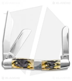 Case Medium Stockman Pocket Knife 3.625" Peach Seed Jigged Olive Bone (6318 SS)