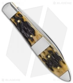 Case Cutlery Teardrop Pocket Knife Olive Green Peach Seed Jig Bone -Knives Shop Case Cutlery Teardrop Olive Bone 21510 BHQ 115042 LS Side