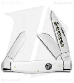 Case Cutlery USMC Large Stockman Pocket Knife 4.25" Smooth White Synthetic