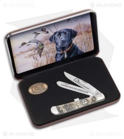 Case Ducks Unlimited Trapper Knife 4.125" Green Smooth Natural Bone 7306