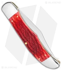 Case Folding Hunter Knife 5.25" Dark Red Bone/Peach Seed Jig (6265 CS) 31960 -Knives Shop Case Folding Hunter Knife 5in Dark Red Bone Peach Seed Jig BHQ 140652 td side