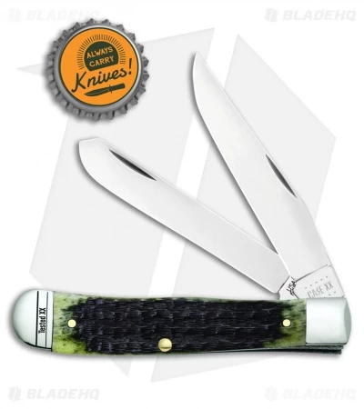 Case Trapper Knife 4.125" Olive Green Russell Jig Bone (6254 SS) 13280 4 Case Trapper Knife 4.125" Olive Green Russell Jig Bone (6254 SS) 13280 - Image 2