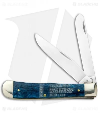 Case Harley-Davidson Trapper Knife 4.125" Mediterranean Blue Bone (6254 SS) 3 Case Harley-Davidson Trapper Knife 4.125" Mediterranean Blue Bone (6254 SS)