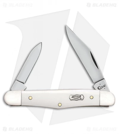Case Ichthus Half Whittler Traditional Knife 3.25" White Polymer (4208 SS)17267 3 Case Ichthus Half Whittler Traditional Knife 3.25" White Polymer (4208 SS)17267
