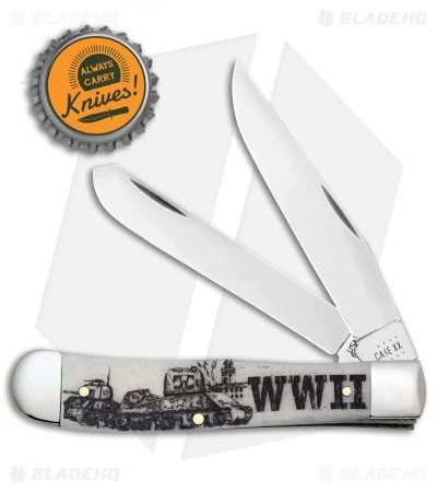 Case Knives WWII Trapper Embellished Smooth Natural Bone (6254 SS) - 50950 4 Case Knives WWII Trapper Embellished Smooth Natural Bone (6254 SS) - 50950 - Image 2