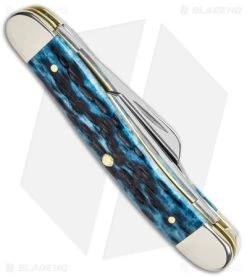 Case Medium Stockman Knife 3.6" Pocket Worn Blue Bone/Peach Seed Jig (6318 SS) 8 Case Medium Stockman Knife 3.6" Pocket Worn Blue Bone/Peach Seed Jig (6318 SS) -Knives Shop Case Medium Stockman Pocket Worn Blue Bone Peach Seed Jig SS BHQ 140658 jr side