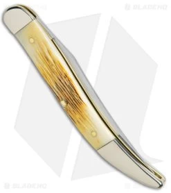 Case Medium Texas Toothpick Knife Burnt Cream Bone Barnboard Jig (3.4" Polish) -Knives Shop Case Medium Texas Toothpick Burnt Cream Bone Barnboard Jigged SS BHQ 138447 jr side