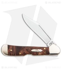 Case Mini CopperLock Knife 3.6" Brown Maple Burl Wood (71749L SS) 64067
