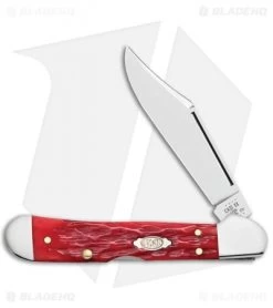 Case Mini Copperlock Knife 3.625" Peach Seed Jigged Dark Red Bone (61749L CV)