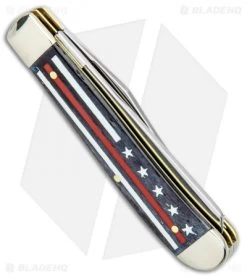 Case Mini Trapper Pocket Knife 3.5" Natural Bone Color Wash Flag (6207 SS) 07311 -Knives Shop Case Mini Trapper Natural Bone Color Wash Flag SS 07311 BHQ 94665 jr side