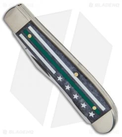 Case Mini Trapper Pocket Knife 3.5" Smooth Stripes Of Service Green (6207 SS) -Knives Shop Case Mini Trapper Pocket Knife 3.5in Smooth Stripes of Service Green 6207 SS 09576 BHQ 113229 LS Spine