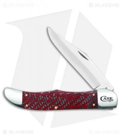 Red & Black Carbon Fiber/G-10 Weave Smooth Large Folding Hunter (10165 CV)