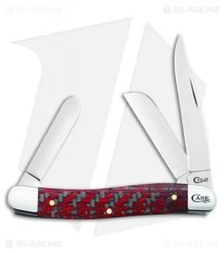 Red & Black Carbon Fiber/G-10 Weave Smooth Medium Stockman (10318 CV)