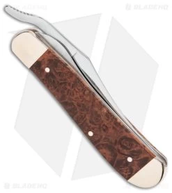 Case RussLock Knife 4.25" Brown Maple Burl Wood (71953L SS) 64068 -Knives Shop Case RussLock Brown Maple Burl Wood SS BHQ 140675 jr side