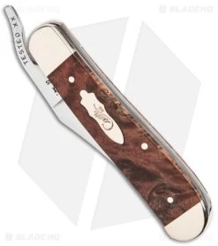 Case RussLock Knife 4.25" Brown Maple Burl Wood (71953L SS) 64068 -Knives Shop Case RussLock Brown Maple Burl Wood SS BHQ 140675 jr spine