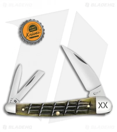 Case Seahorse Whittler Pocket Knife 4" Olive Green Bone (6355WH SS) 4 Case Seahorse Whittler Pocket Knife 4" Olive Green Bone (6355WH SS) - Image 2