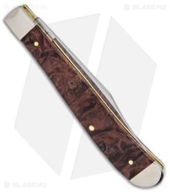 Case Slimline Trapper Knife 4.1" Brown Maple Burl Wood (71048 SS) 64063 -Knives Shop Case Slimline Trapper Brown Maple Burl Wood SS BHQ 140674 jr side