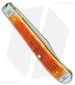 Case Slimline Trapper Knife 4.1" Cayenne Bone/Crandall Jig (61048 SS) 35814 -Knives Shop Case Slimline Trapper Cayenne Bone Crandall Jig SS BHQ 140655 jr side