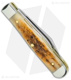 Case Small Swell Center Jack Knife 3" Amber Bone/Peach Seed Jig (6225 1/2 SS) -Knives Shop Case Small Swell Center Jack Amber Bone Peach Seed Jig SS BHQ 140637 jr side