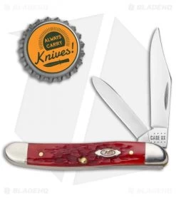 Case Texas Jack Knife 3.375" Peach Seed Jigged Dark Red Bone (62087 CV) 31955 -Knives Shop Case Texas Jack Peach Seed Jigged Dark Red Bone BHQ 122481 jr bottlecap
